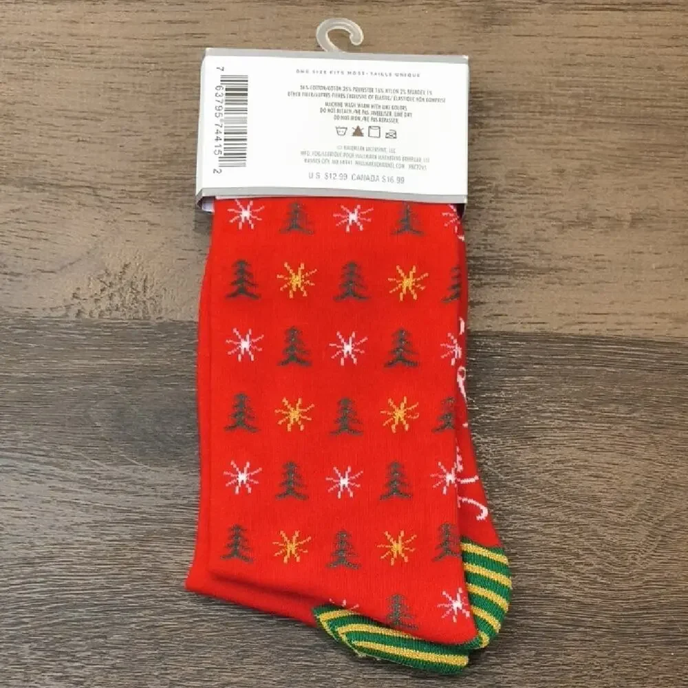 Hallmark Festive Red & Green Socks for Everyone, One Size NWT